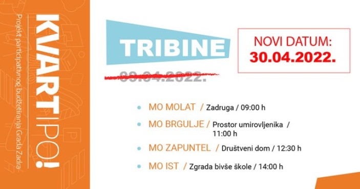 Izmijenjen raspored tribina planiranih za 09.04. i 20.04.