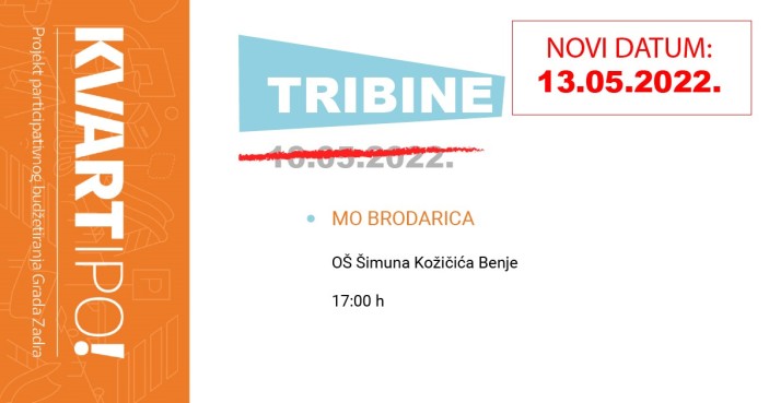 KVARTipo: Novi termin tribine za MO Brodarica – 13.05.!